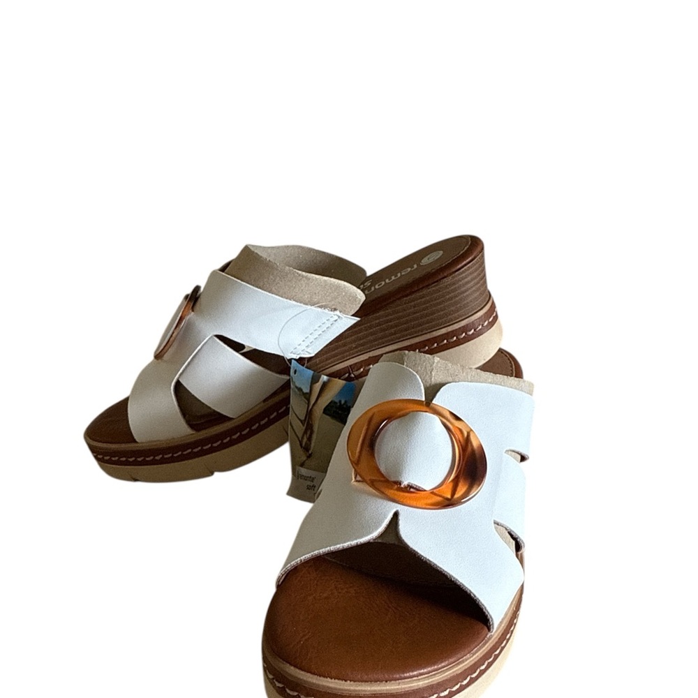 New Remonte White and Brown Sandals with Slingback Strap